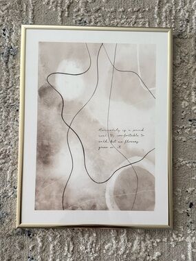 Neutral Abstract Line Art Wall Print in Beige - Size 12 W x 16 L
